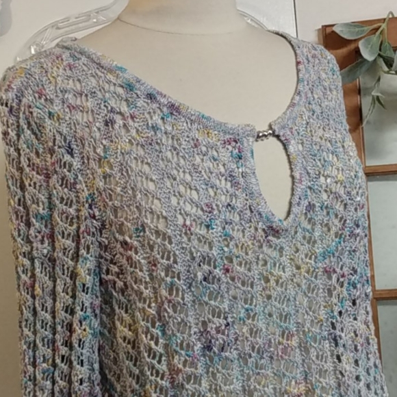 St John Sport Multi Color Delicate Knit Keyhole Sweater - Picture 4 of 10